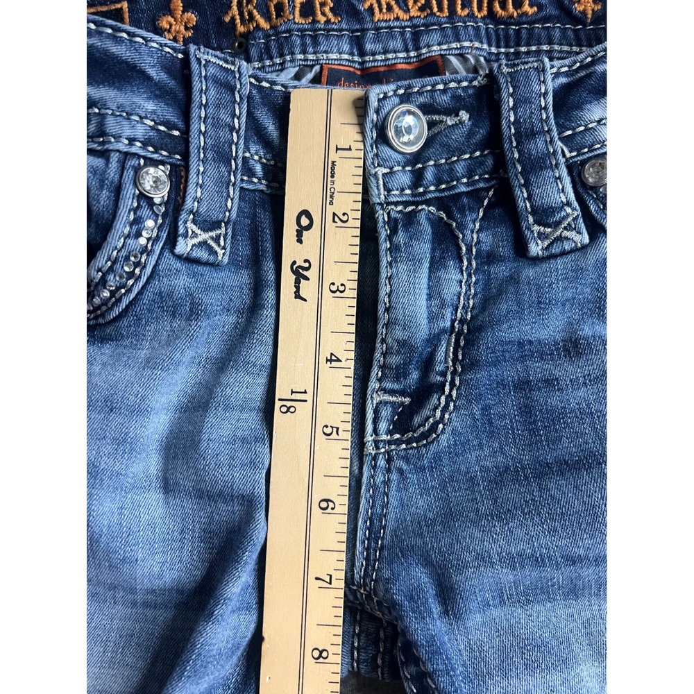 Rock Revival Greer Bootcut Jeans Women 26 Medium Wash Rhinestone Fleur De Lis - Picture 16 of 16